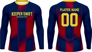 เสื้อแรชการ์ดออกกำลังกายผู้ชาย ดีไซน์ล่าสุด สีแดง แขนยาว พร้อมโลโก้แบบกำหนดเอง - Product Image 1
