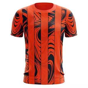 Camiseta Deportiva Sublimada Personalizada, Jersey de Equipo con Panel Geométrico Rojo Naranja - Product Image 3