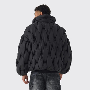 Wholesale Your Own Custom Brand <b>Men's</b> Winter Casual Quilted Hooded Waterproof Windproof <b>Jacket</b> 100% Polyester Shell Cotton - Product Image 5