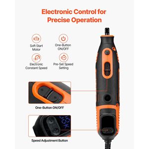 Kit Utensile Rotante da 51 Pezzi, Mini Incisore Elettrico 200W con Cavo, 8000-40000 RPM, Mandrino Universale Multiuso per Fai-da-te - Product Image 3