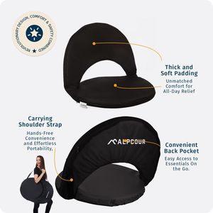 Waterproof Reclining Stadium <b>Seat</b> <b>Cushion</b> 6 Position Adjustable Comfort for <b>Outdoor</b> Events - Product Image 3