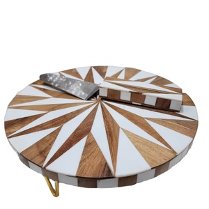 Handcrafted <b>Epoxy</b> <b>Resin</b> with Wood Inlay Cake Stand Powerful MetalLeg Base Dessert Display <b>for</b> Occasion Home & Modern <b>Table</b> Decor - Product Image 1