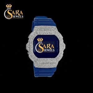 Luxury Antique Cut Moissanite Diamond <b>Watch</b> Leather Strap Quartz Square Dial Limited Edition From India - Product Image 3