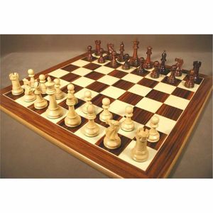 Jeu d'échecs professionnel en bois de qualité tournoi |   Grands pions d'échecs Staunton lestés avec des reines supplémentaires, jeu d'échecs en bois massif - Product Image 1