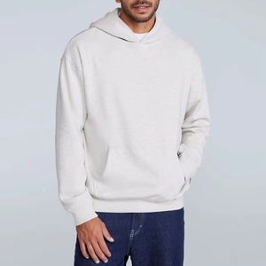 Sudadera con Capucha Blanca Lisa para Hombre, Corte Regular, 100% Algodón Felpa, Ecológica, Informal, con Bolsillo Delantero, para Otoño - Product Image 1