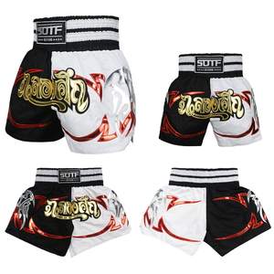 Pantalones Cortos de Muay Thai para Hombre, Estampado Satinado, Cintura Elástica, para Entrenamiento de Gimnasio, Kickboxing, Ligeros, Coloridos - Product Image 3