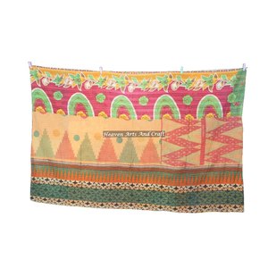 Reversible Vintage Kantha <b>Quilt</b> Indian Reversible Hand Stitched Heavy <b>Throw</b> Old Sari Blanket Patch Work Heavy 3 To 5 Layers - Product Image 6