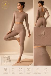 Women Seamless <b>Yoga</b> <b>Set</b> Long Sleeve Crop Top High Waist Leggings Fitness Activewear <b>Set</b> - Product Image 3