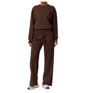 Women Comfortable Custom Logo Solid Wide <b>Yoga</b> Set Leggings and Athletic <b>Sweatshirt</b> 2 Piece Suit Running Fitness Sportswear - Product Image 5