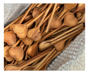 Ensemble de cuillères en bois, artisanales, en bois naturel, emballage personnalisé OEM, fournisseur en gros - Product Image 1