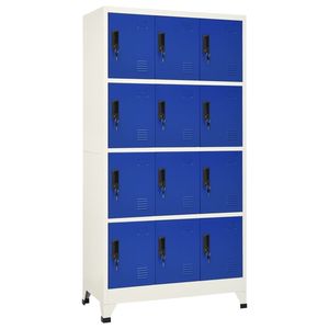 Armario Moderno Grande con Casilleros de Almacenamiento de Acero Gris y Azul con Cerraduras Modernas - Product Image 1