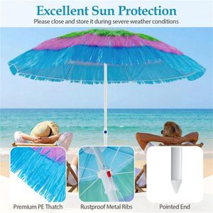 Ombrellone da Esterno Tropicale Multicolore da 1,8 m con Pulsante di Inclinazione, Stile Tiki in Paglia, Ideale per il Patio - Product Image 6