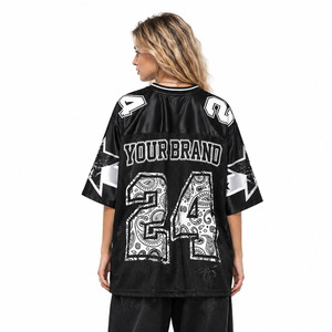 High Quality Mesh Custom Sublimation Print Unisex Oversized American Football Jersey Wholesale V Neck <b>Hip</b> Hop Streetwear ODM - Product Image 3