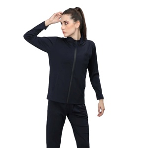 Survêtement court pour femme, collection hiver, taille XS, taille élastique, respirant, 100 % coton molletonné, sweat à capuche entièrement zippé - Product Image 1