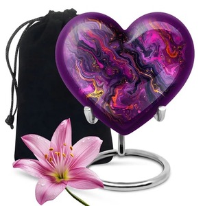 Urne de marche orignal noir mat voyage de la vie avec urne commémorative de coeur unique pour les cendres humaines avec support et sac en velours gratuit - Product Image 4