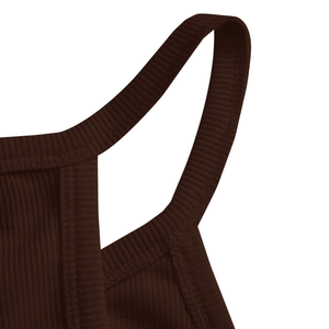 Débardeur côtelé à col rond et dos nageur pour femme, taille XS, en Spandex/Polyester, séchage rapide, respirant, décontracté, pour l'été et l'entraînement - Product Image 4