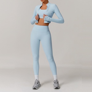 ชุดโยคะผู้หญิงดีไซน์ล่าสุด แห้งเร็ว เนื้อผ้านุ่ม ชุดออกกำลังกาย ชุดกีฬา ชุดโยคะสำหรับผู้หญิง ชุดออกกำลังกายกลางแจ้ง ชุดฟิตเนส 2 ชิ้น - Product Image 1