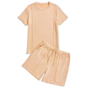 Ensemble deux pièces homme : T-shirt et short à rayures latérales, personnalisable avec nom, numéro, logo par transfert thermique, couleurs et étiquettes sur mesure - Product Image 4