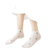 Paires Femmes Rayé Cheville Chaussettes À La Mode Polyvalent Rose Fruit Motif Dessin Animé Chaussettes Courtes Confortable Respirant Casual Chaussettes