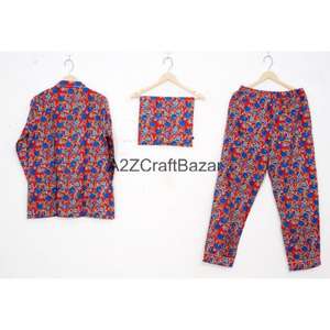 Nuevo Conjunto de Pijama de Algodón 100% Puro con Estampado Floral, Camisa y Pantalón, Suave, Liso, Transpirable y de Secado Rápido para Mujer - Product Image 4