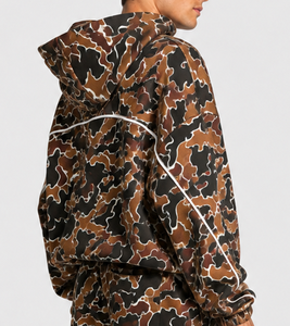 Sudadera con Capucha Personalizada para Hombre, Estilo Camuflaje con Líneas en Contraste, Corte Holgado, Estilo Urbano, Felpa de Algodón Premium, Sudadera Informal - Product Image 2
