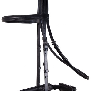 Bridas de carreras de caballos y equitación de cuero negro genuino multiusos Brida de caballo de corona completa al por mayor y fabricante - Product Image 5