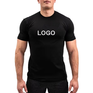Custom Silicone Printed Slim Fit Men's Sporty Breathable Stretch 90% Cotton 10% Spandex Anti-shrink T-Shirt Spring <b>Black</b> Size XL - Product Image 4