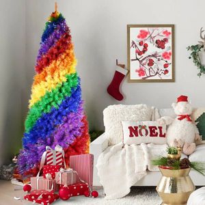 Albero di Natale Artificiale a Spirale Arcobaleno da 1,8 m, 1248 Punte di Rami, Design Unico in PVC Colorato, Materiale PET - Product Image 1