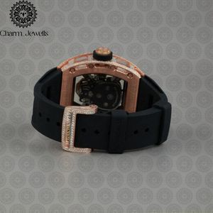 Montre de luxe Charm Jewells, boîtier en acier inoxydable, lunette sertie de diamants, cadran bleu, bracelet en acier inoxydable, mouvement mécanique, 40 mm, 10 bars - Product Image 3