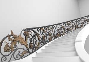 Barandilla de Escalera Tradicional de Hierro Fundido con Diseño de Hojas Ornamentales, Montada en la Pared para Uso en Escaleras, Resistente al Óxido - Product Image 2