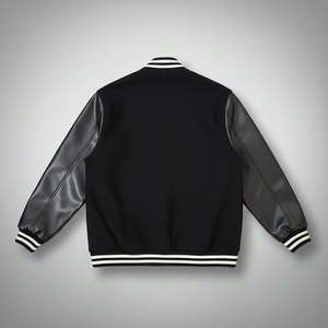 Veste universitaire en cuir véritable pour homme, veste bomber noire de style Letterman, manteau en cuir véritable de style universitaire, taille personnalisée disponible - Product Image 3