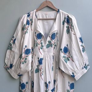 Vestido Midi Informal para Mujer, para Uso Diario, Todas las Temporadas, Tejido 100% Algodón, Liso, Manga Corta, Cintura Imperio, Estilo Babydoll, Cuello en V, Talla Grande - Product Image 4