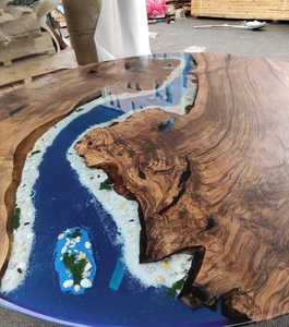 Round Live Edge Solid Wood <b>Epoxy</b> <b>Resin</b> Coffee <b>Table</b> Handmade Luxury Custom Modern Living Room Furniture - Product Image 2