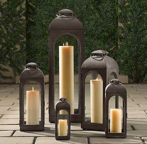 Lanterne à bougie en métal élégante et décorative, porte-bougie rustique pour balcon, patio, salon - Product Image 3