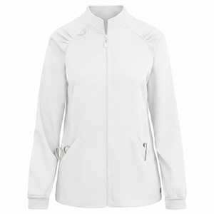 Blouse d'infirmière personnalisable OEM, veste médicale à fermeture éclair intégrale et manches longues, prix de gros, réduction sur les achats en gros, blouses élégantes - Product Image 5