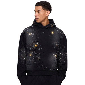 Sweat à capuche pour homme entièrement orné de strass, en molleton épais, coupe oversize, style streetwear, qualité export directe usine - Product Image 1