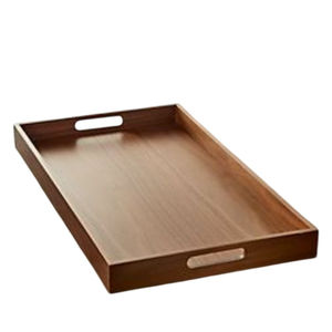 Plateau de service en bois de qualité supérieure avec poignées, rectangulaire, marron, pour cuisine et table basse, idéal pour hôtel et usage domestique, au meilleur prix - Product Image 3