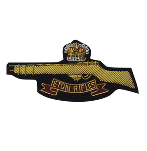 Handmade Embroidered Custom Made Bullion Wire Royal <b>Crown</b> Patches 3D Embroidery Golden &<b>Silver</b> Fashion Badges For Uniform - Product Image 3