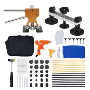Kit de réparation de bosses sans peinture 60 pièces, avec pont de levage doré, marteau en caoutchouc, pistolet à colle, pour carrosserie automobile, réparation de bosses de grêle et équipement de réparation de carrosserie - Product Image 1