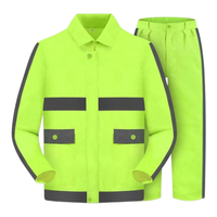 Ensemble de vêtements de travail haute visibilité unisexe, vert lime, uniforme de sécurité réfléchissant certifié CE, logo personnalisé, veste à manches longues en coton