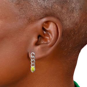 Boucles d'oreilles pendantes en cristal vert argenté avec pierre ovale et design chaîne, bijoux élégants pour femmes, boucles d'oreilles pendantes pour soirée - Product Image 6