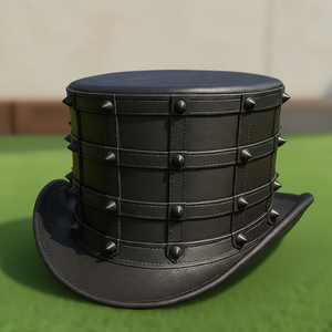 Chapeau haut de forme en cuir clouté fait main de qualité supérieure, style gothique steampunk victorien, pour cosplay - Product Image 4