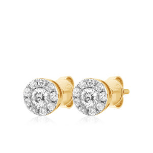 Pendientes de Diamantes Moon Bling para Mujer, Oro Amarillo, Corte Brillante Redondo, Clásicos para Uso Diario - Product Image 1