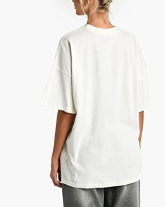 T-shirt surdimensionné pour femme en coton 100% de haute qualité, avec applications, impression personnalisée, couleur unie, été - Product Image 4