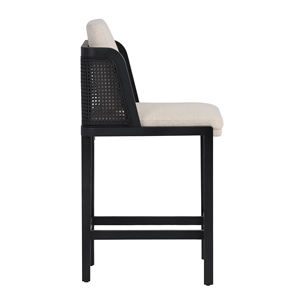 Outdoor Bar Chairs With Black Finish Look Very Elegant Materials Teak Wood Combination Rattan and <b>Cushion</b> - Marian - Product Image 2