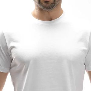 Men's <b>White</b> Slim Fit Crew Neck Short Sleeve T Shirt <b>Plain</b> Basic Casual Everyday Wear Tee - Product Image 2