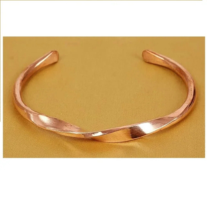 Copper Alloy Cuff Bracelet Adjustable Bangle Hammered Metal Wristband Handmade <b>Jewelry</b> Antique Copper Plated Geometric Unisex - Product Image 2