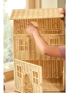 Panier en rotin fait main pour maison de poupée, organisateur de rangement tressé, panier décoratif pour jouets, décoration de chambre d'enfant, panier polyvalent pour la maison - Product Image 2