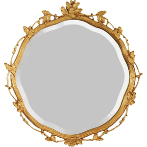 Espejo de Pared Ovalado Antiguo Ornamentado con Acabado en Hoja de Oro, Decoración para el Hogar, Espejo de Pared Ovalado Horizontal con Acabado Dorado - Product Image 6