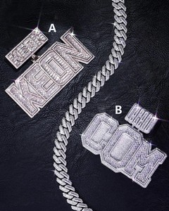 High Quality VVS Moissanite Pendant for Men Customized Gold & Silver <b>Name</b> Claw Setting Hip Hop Iced Out Style for Parties - Product Image 1